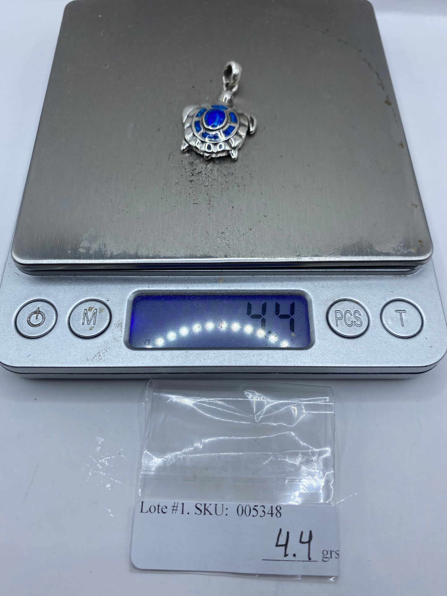 Dije Tortuga Plata .950 Ópalo de Fuego Azul — foto 6