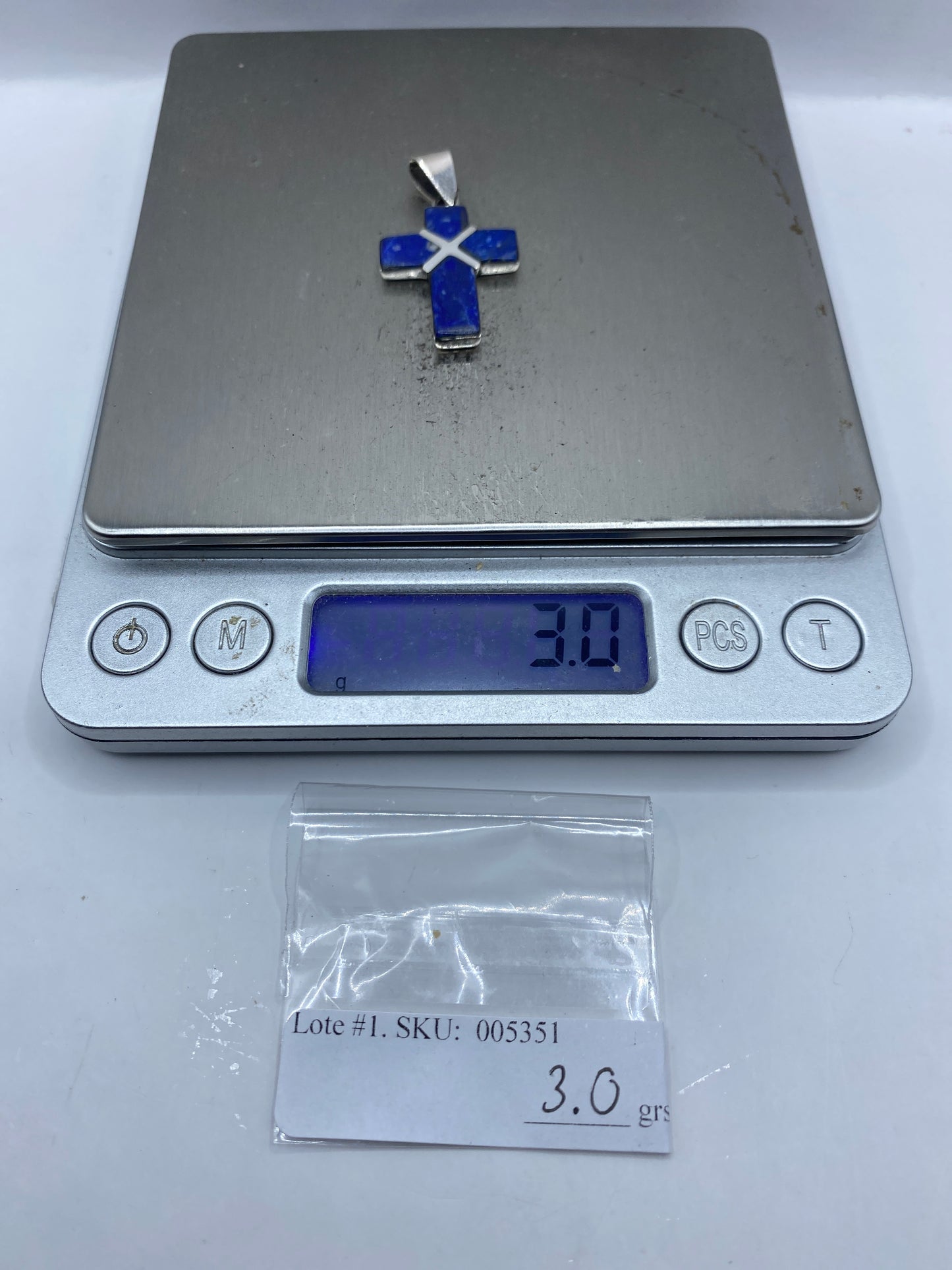 Dije Cruz de Plata .950 con Lapislázuli — Taxco — foto 6