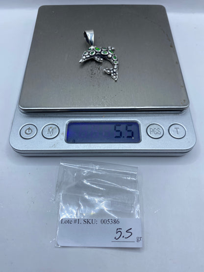 Dije Delfín Plata .950 Ópalo de Fuego Verde — foto 6