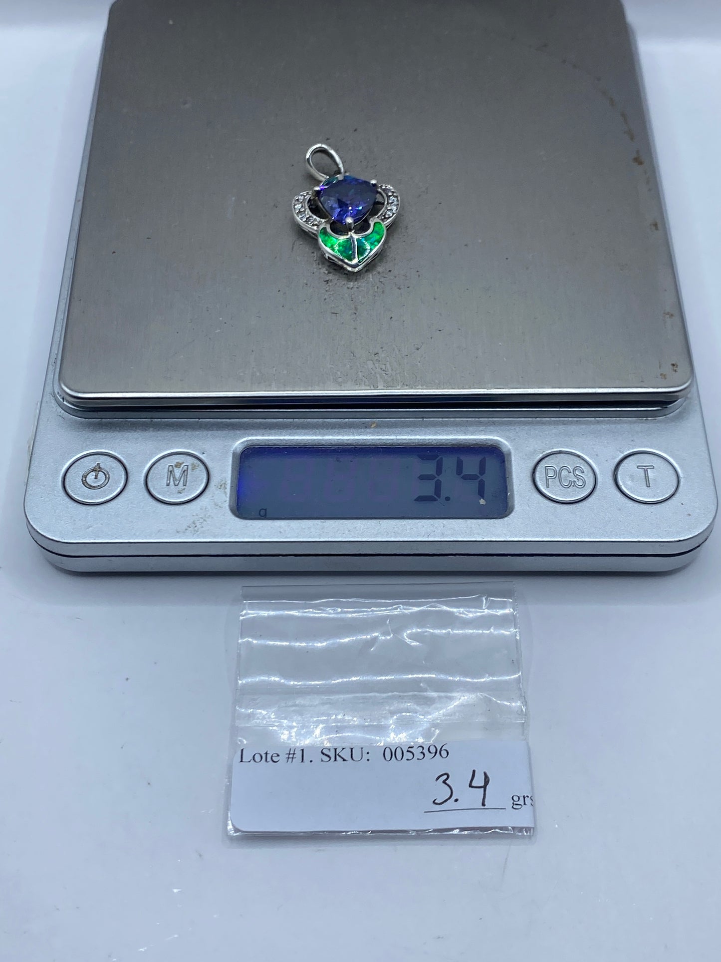 Dije de Plata Ópalo de Fuego Verde — Taxco .925 — foto 5