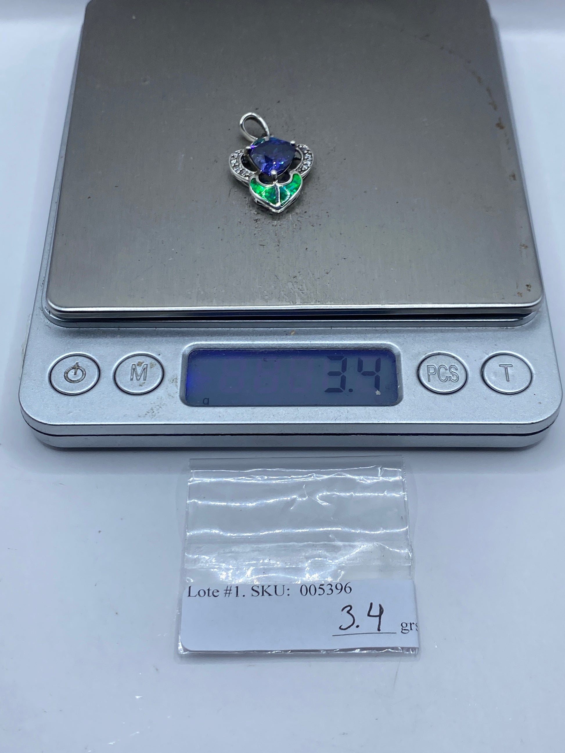 Dije de Plata Ópalo de Fuego Verde — Taxco .925 — foto 5