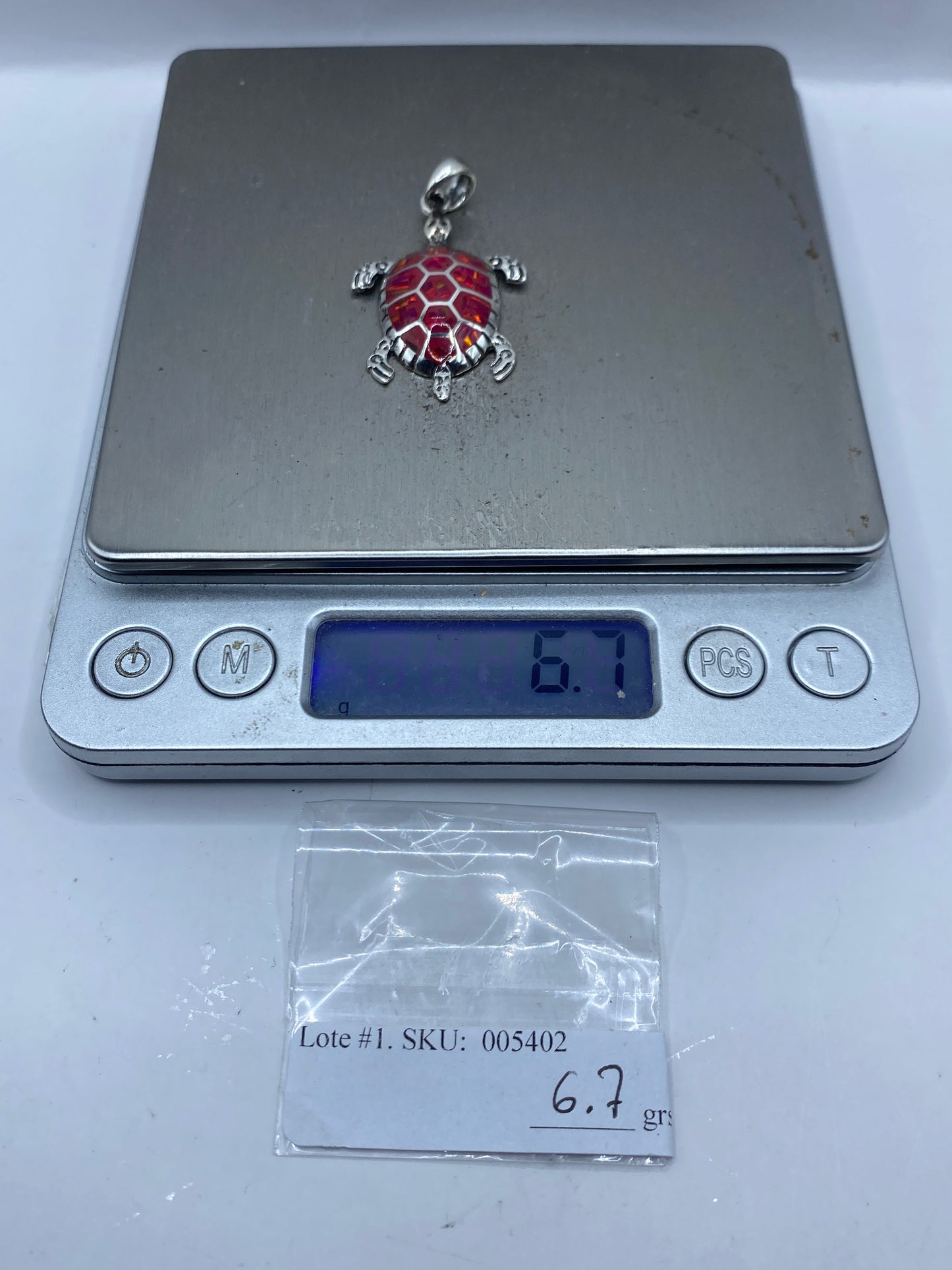 Dije Tortuga Ópalo de Fuego Rosa — Plata .950 Taxco — foto 6