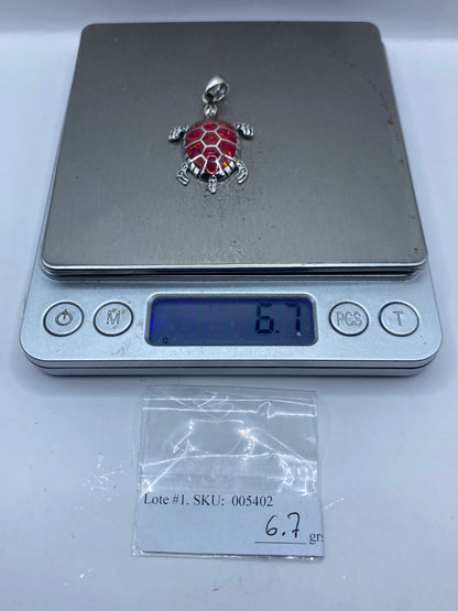 Dije Tortuga Ópalo de Fuego Rosa — Plata .950 Taxco — foto 6
