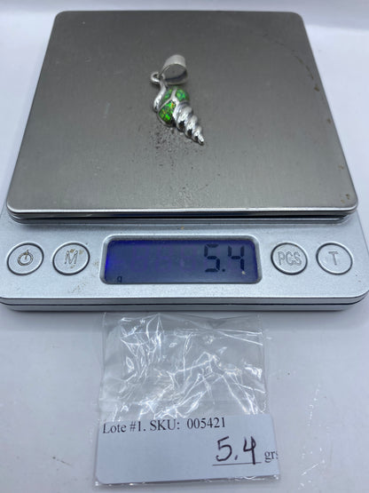 Dije Plata Ópalo de Fuego Verde — Espiral Taxco .950 — foto 6