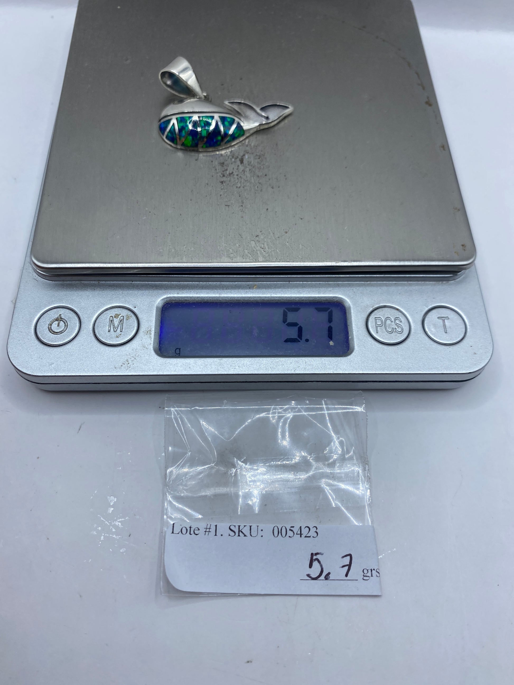 Dije Ballena Plata .950 Ópalo de Fuego Azul — Taxco — foto 6