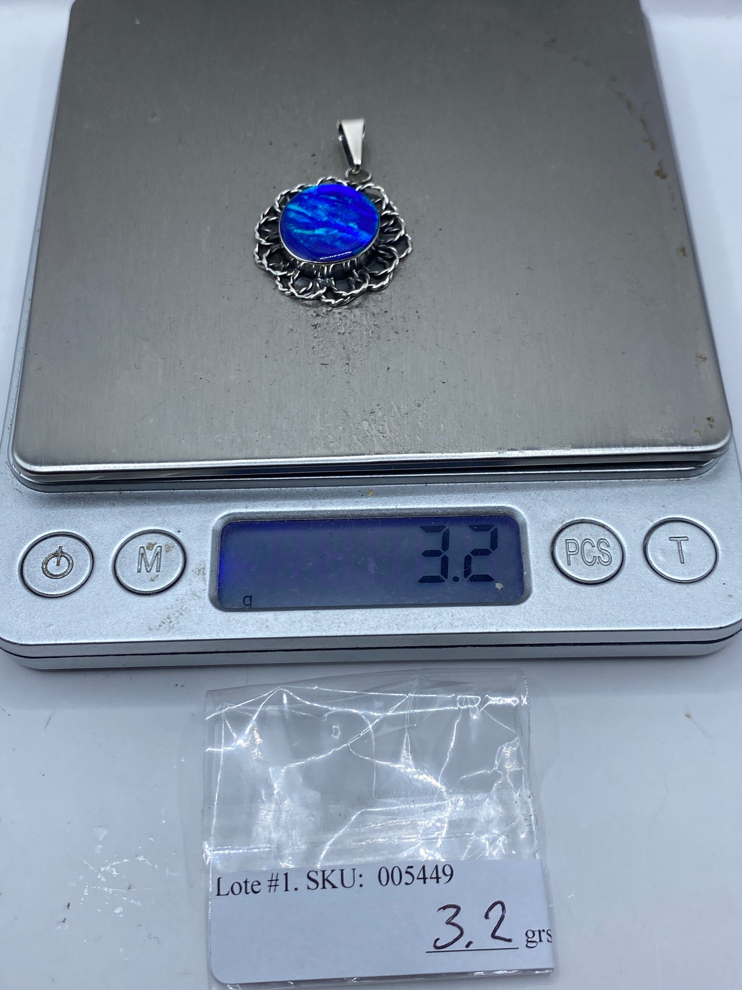 Dije Plata Ópalo de Fuego Azul — Taxco .925 — foto 6