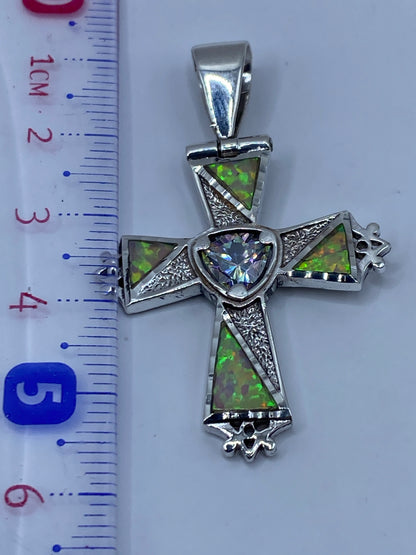 Dije Cruz de Plata con Ópalo de Fuego — Taxco .950 — foto 5