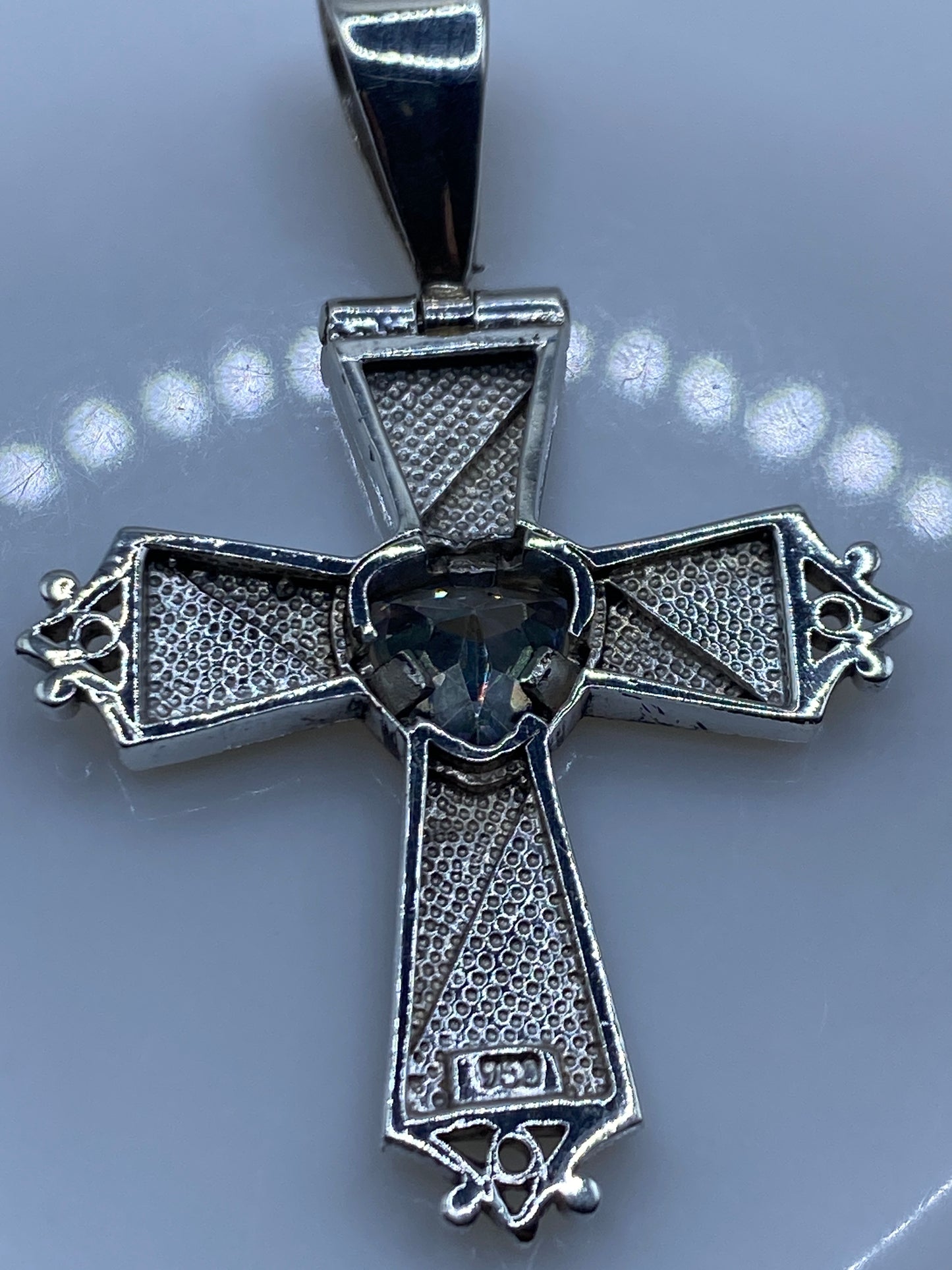 Dije Cruz de Plata con Ópalo de Fuego — Taxco .950 — foto 6
