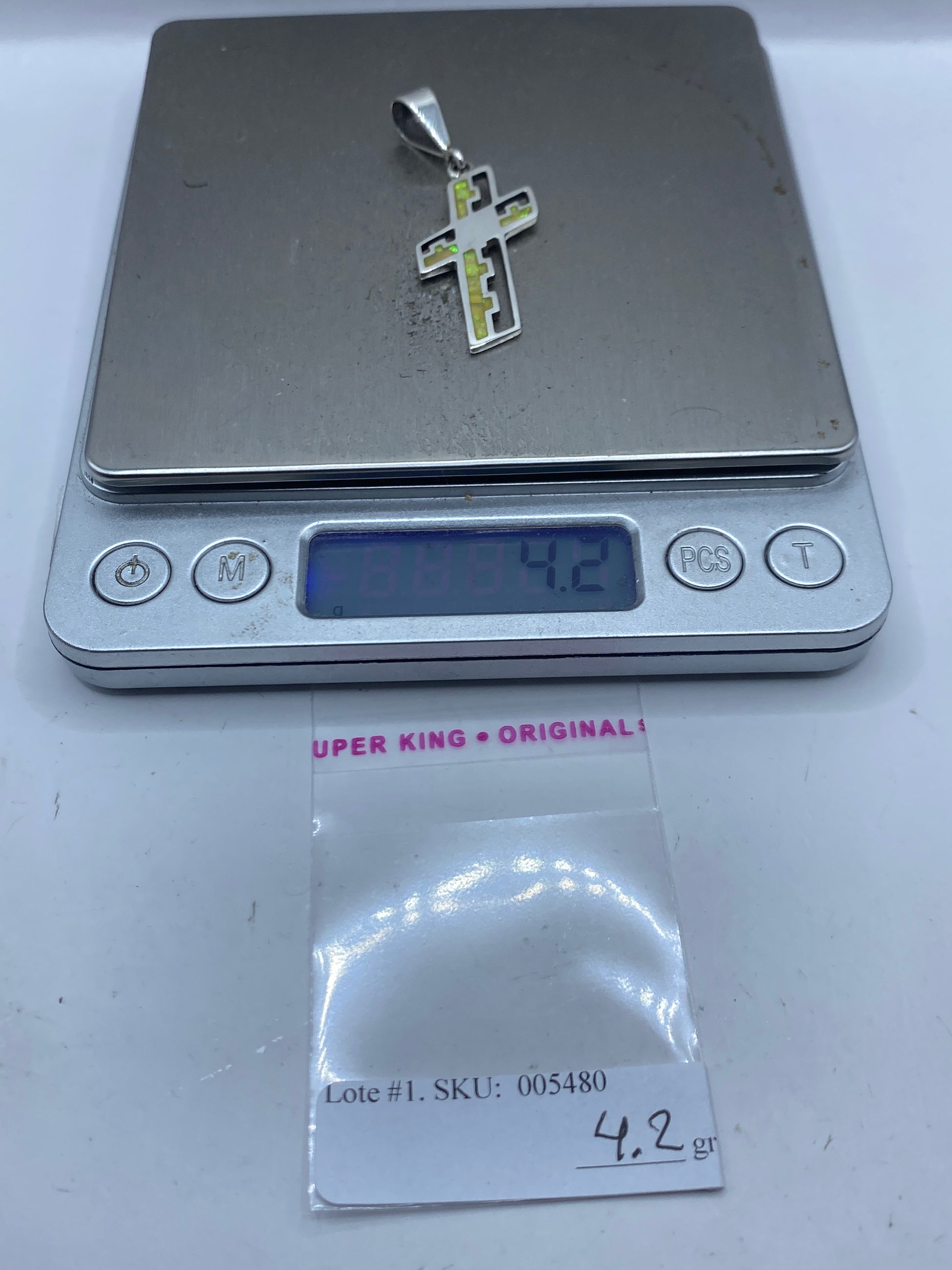 Dije Cruz de Plata .950 con Ópalo de Fuego — Taxco — foto 6