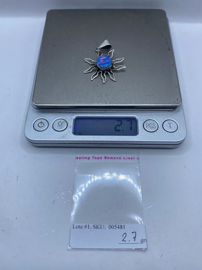 Dije Sol de Plata .950 con Ópalo de Fuego Azul — foto 6