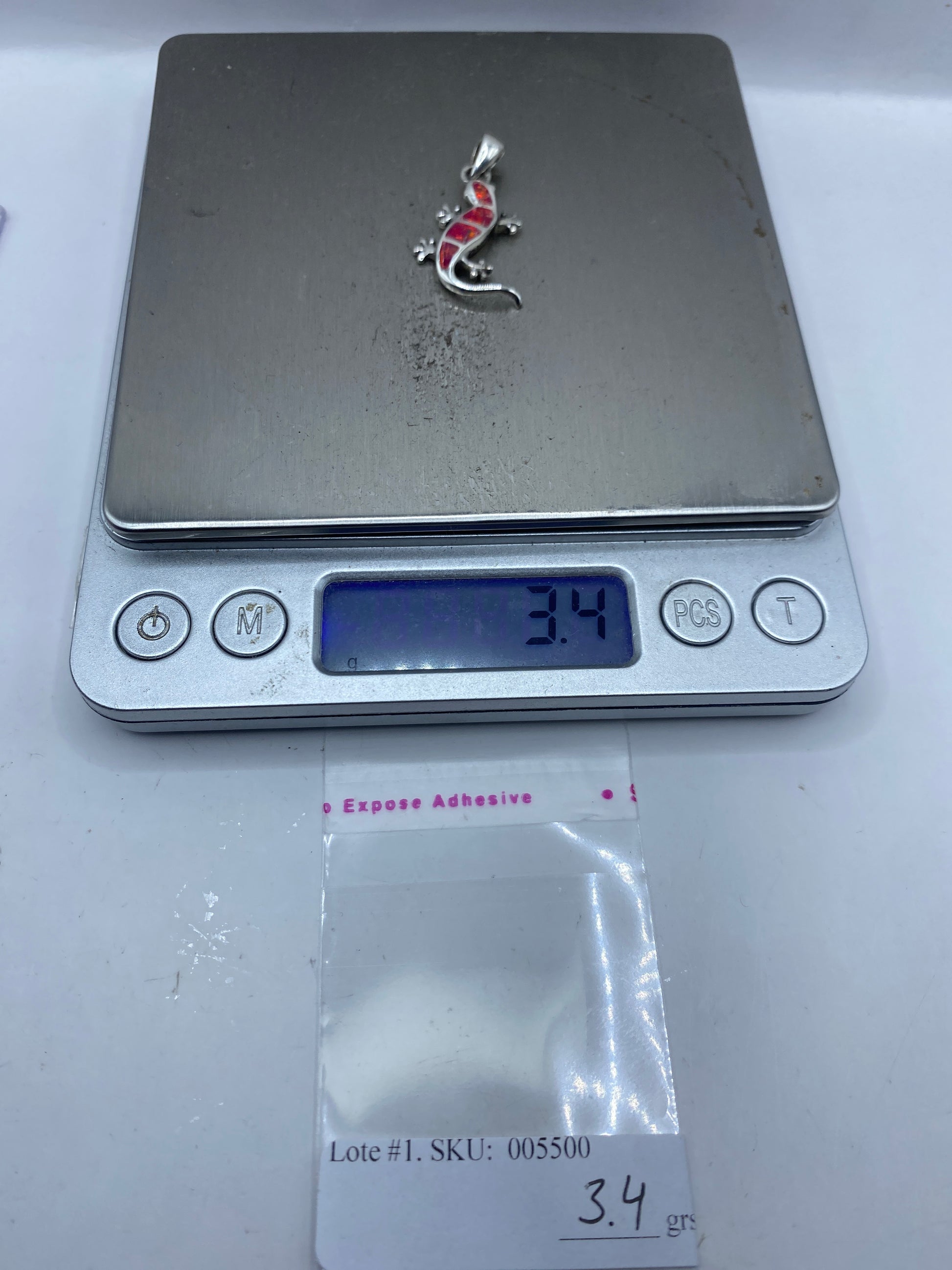 Dije Lagartija Plata .950 con Ópalo de Fuego Rosa — foto 6