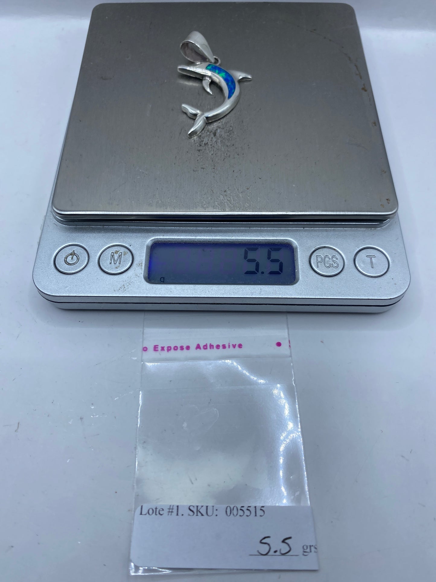 Dije Delfín Plata .950 con Ópalo de Fuego Azul — foto 6