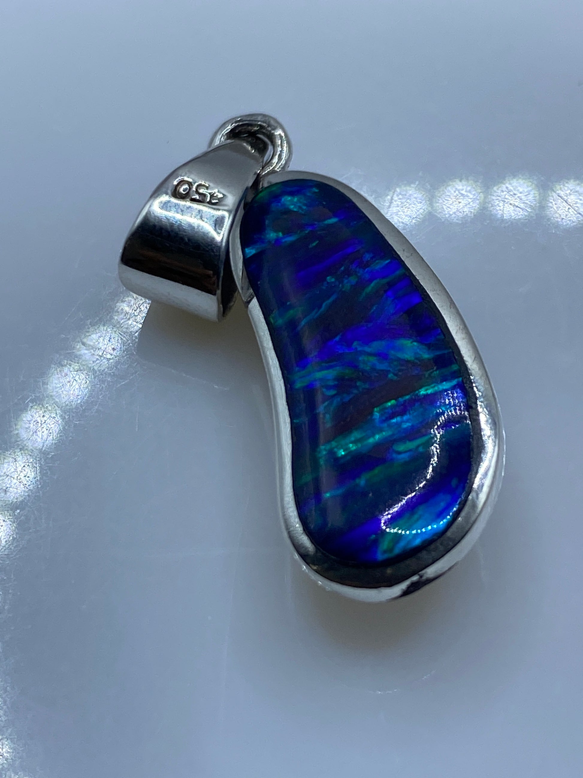 Dije Plata Ópalo de Fuego Azul — Taxco .950 — foto 5