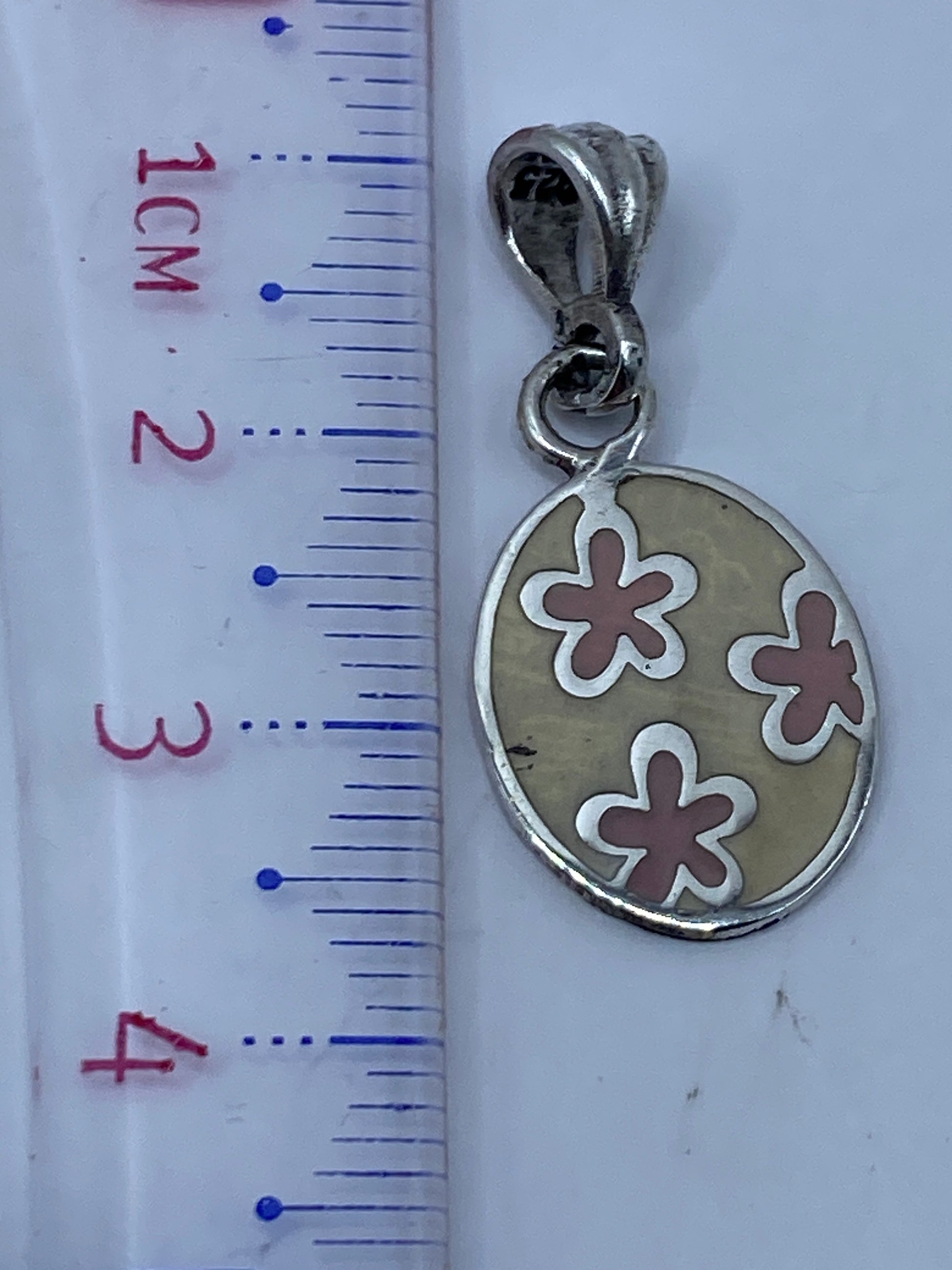 Dije de plata .925 sobre fondo blanco mostrando el Quinto y la argolla de cierre