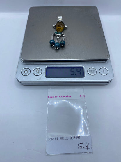 Dije de Plata Rostro Étnico con Piedra Verde — Taxco .925 — foto 6