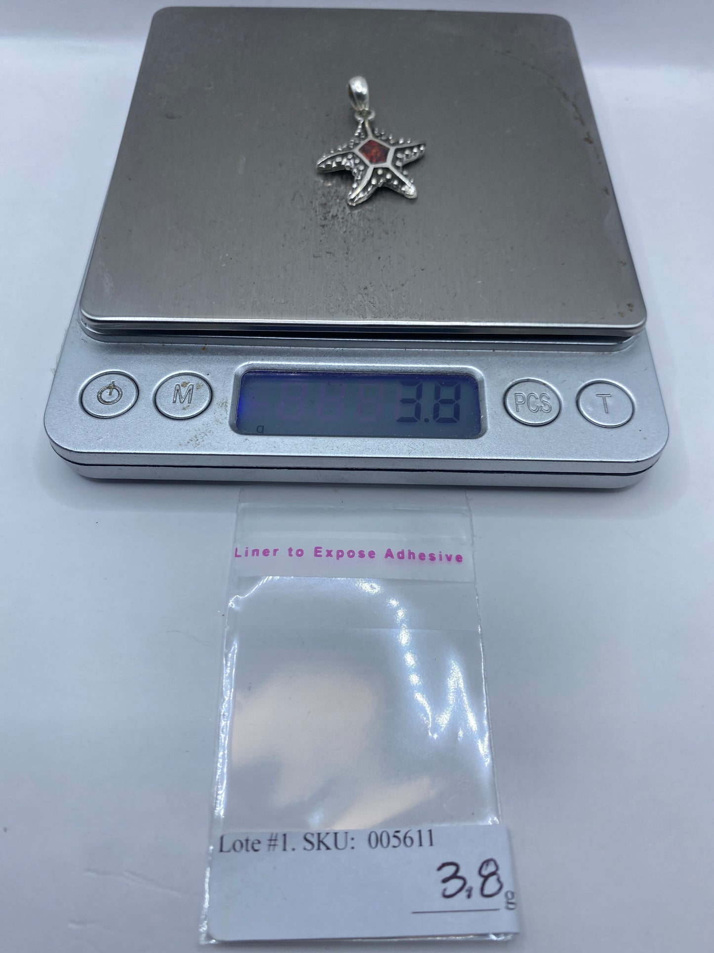 Dije Estrella de Mar Plata Opalo de Fuego — Taxco .950 — foto 6