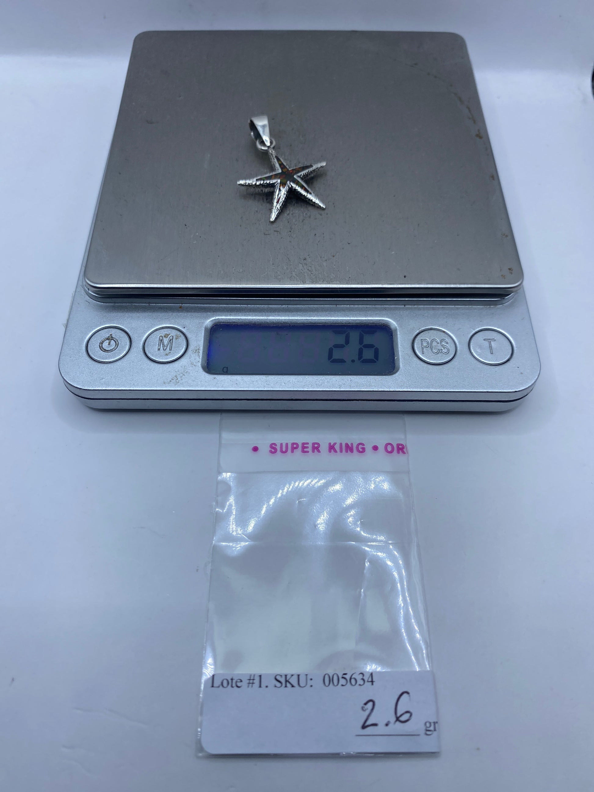 Dije Estrella de Mar Plata .950 Ópalo de Fuego — foto 6