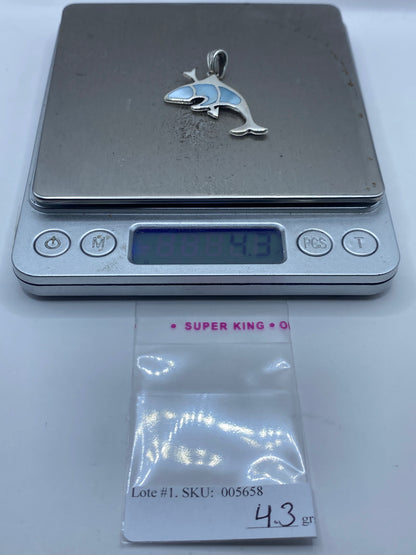 Dije Delfín Plata .925 — Incrustación Azul Cielo — foto 6