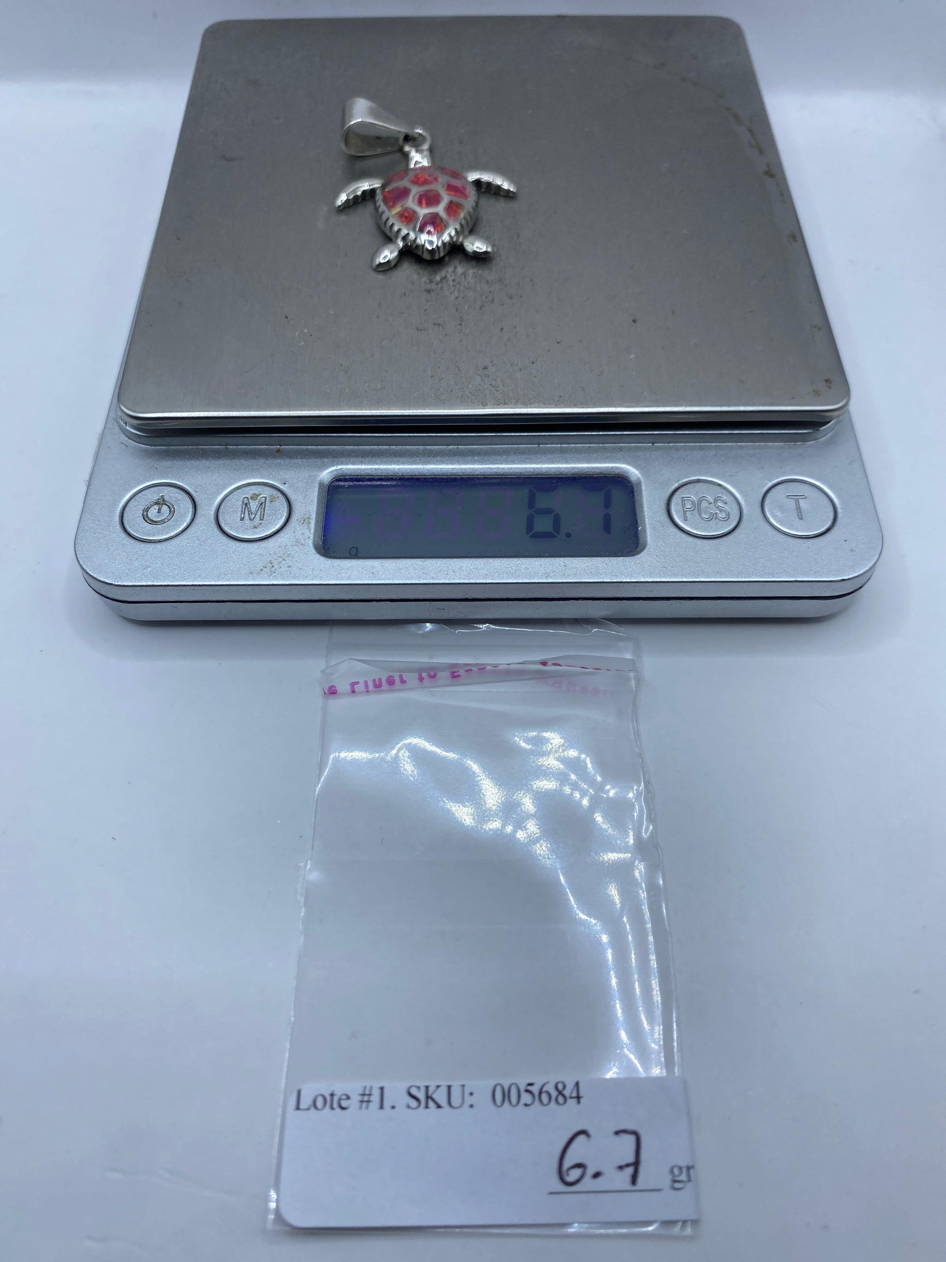 Dije Tortuga Marina Plata .925 con Ópalo de Fuego Rosa — foto 6
