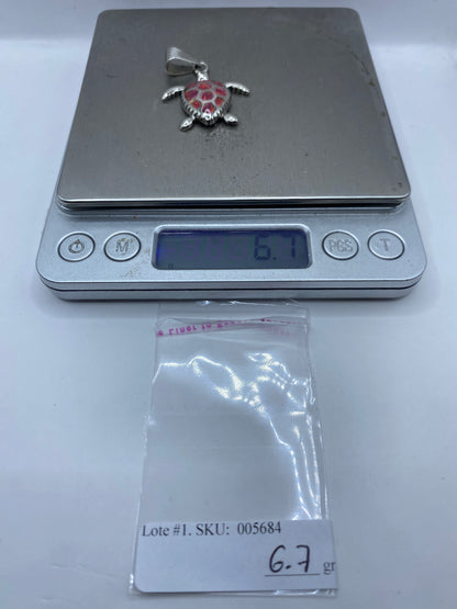 Dije Tortuga Marina Plata .925 con Ópalo de Fuego Rosa — foto 6