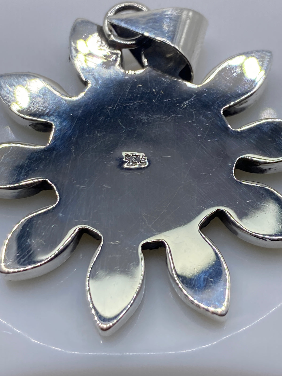 Dije Floral de Plata con Turquesa — Taxco .925 — foto 5
