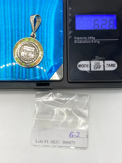 Dije Plata 950 Máscara Azteca con Ópalo de Fuego — foto 6