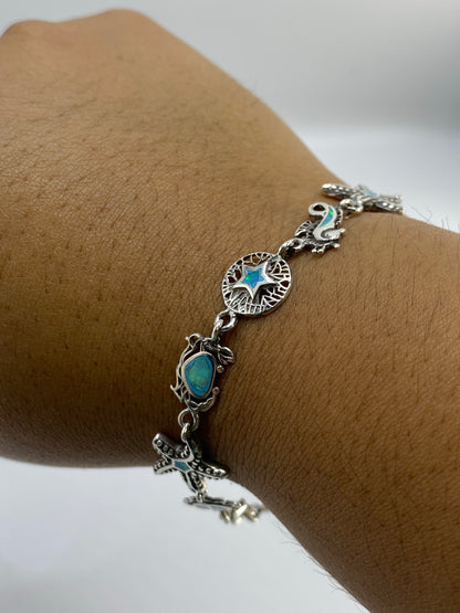 Pulsera Plata 925 Ópal de Fuego Azul — Taxco Artesanal — foto 6