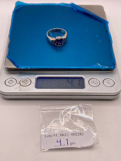 Anillo de Plata Solitario con Circonia Púrpura — Elegancia Coctel — foto 6