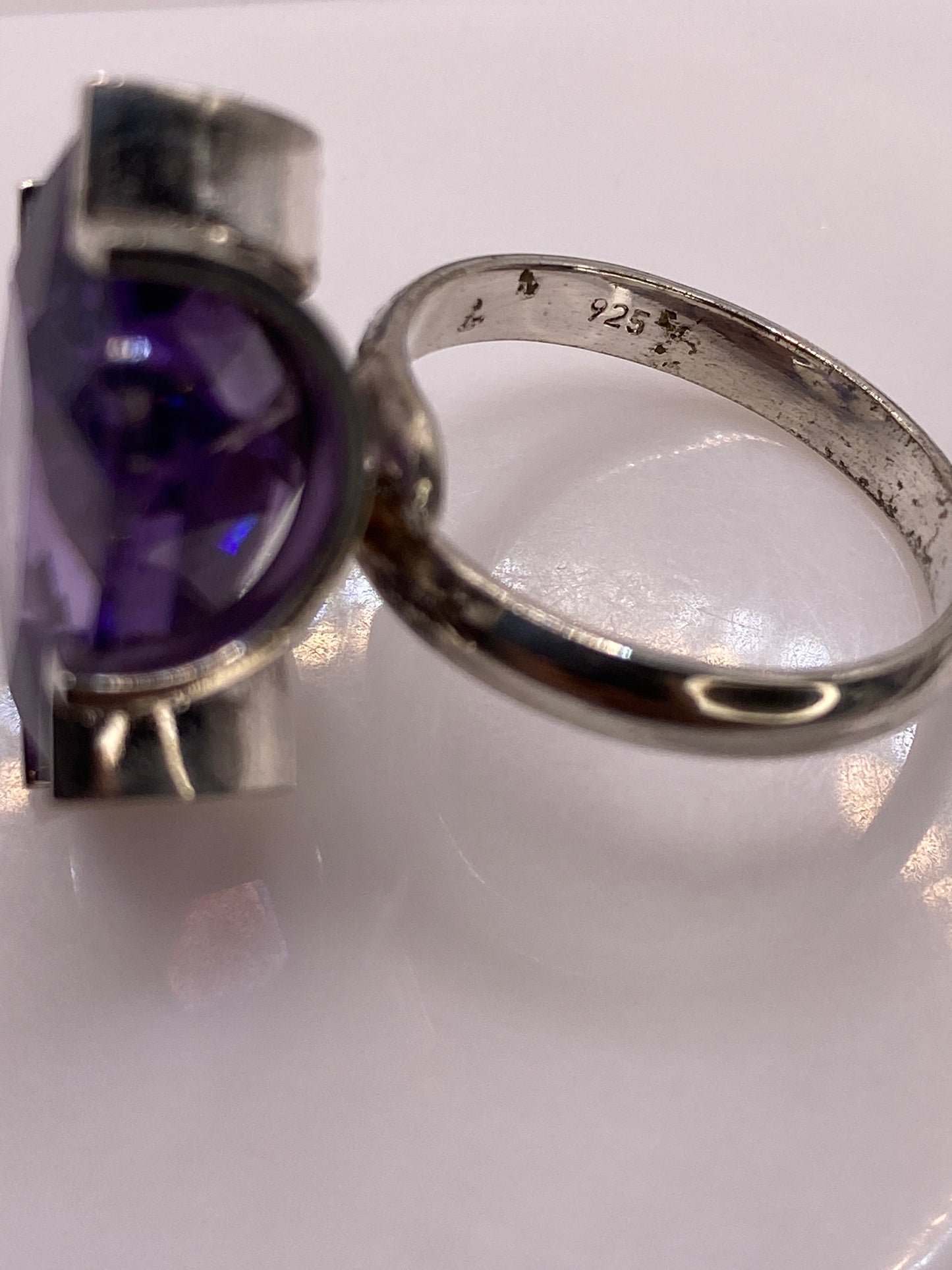 Anillo de Plata Solitario Circonia Púrpura — Ajustable — foto 5