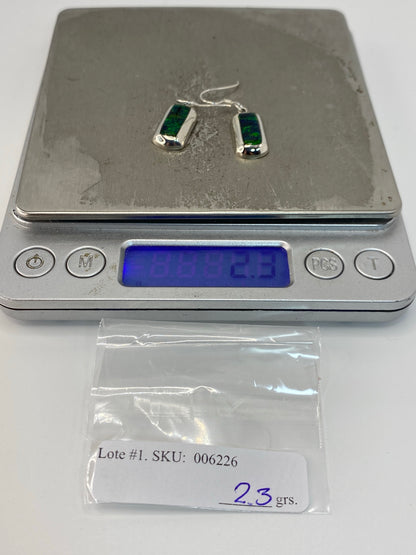 Aretes Plata Ópalo de Fuego Verde — Taxco 925 — foto 6