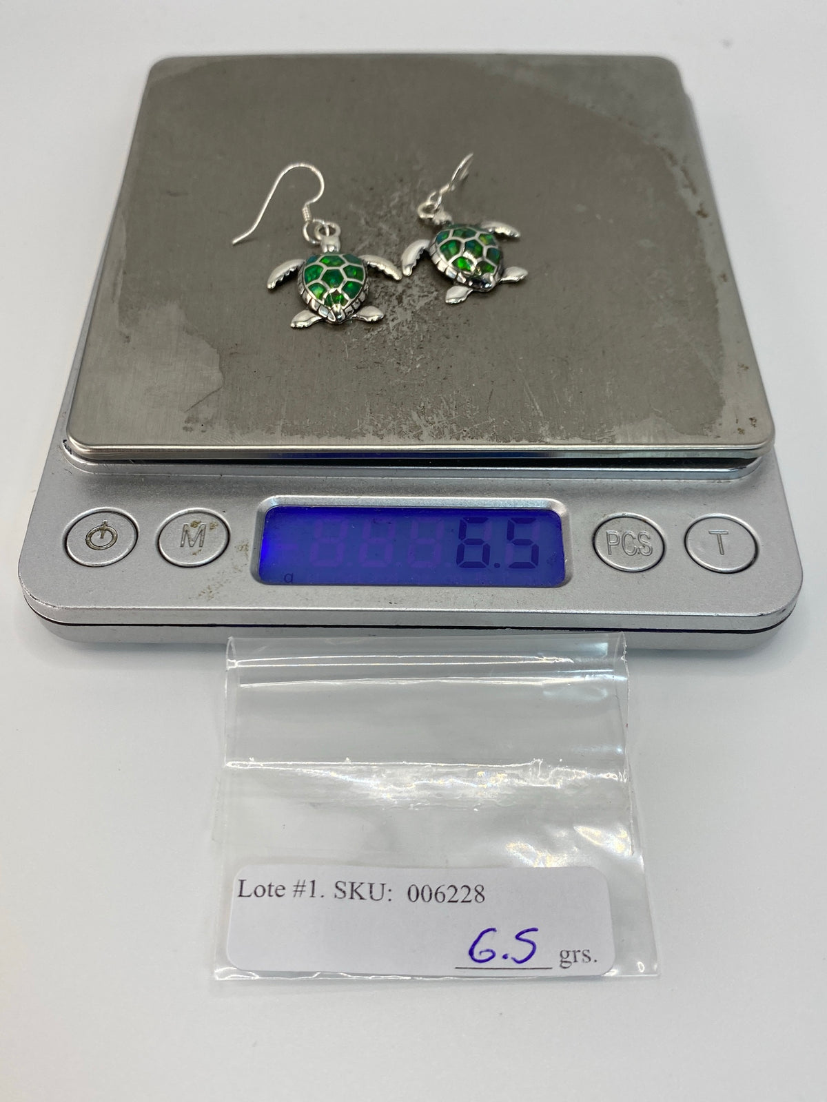 Aretes de Plata Tortuga Marina con Ópalo de Fuego — foto 6