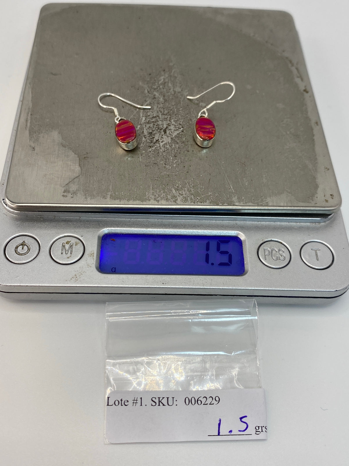 Aretes de Plata 950 con Ópalo de Fuego Rosa — Taxco — foto 5