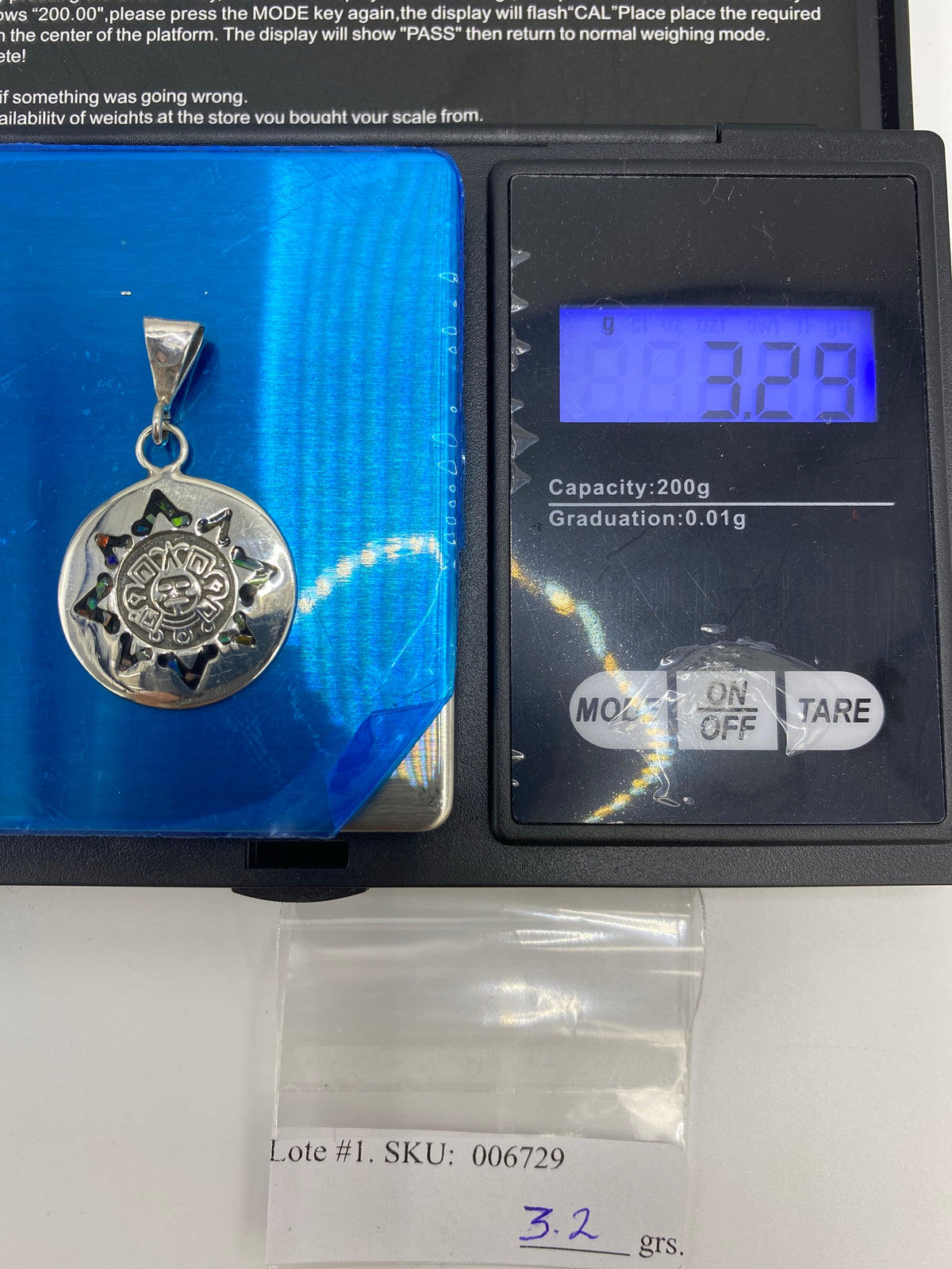 Dije Plata Calendario Azteca con Ópalo de Fuego — foto 6