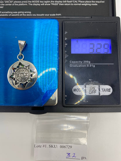 Dije Plata Calendario Azteca con Ópalo de Fuego — foto 6