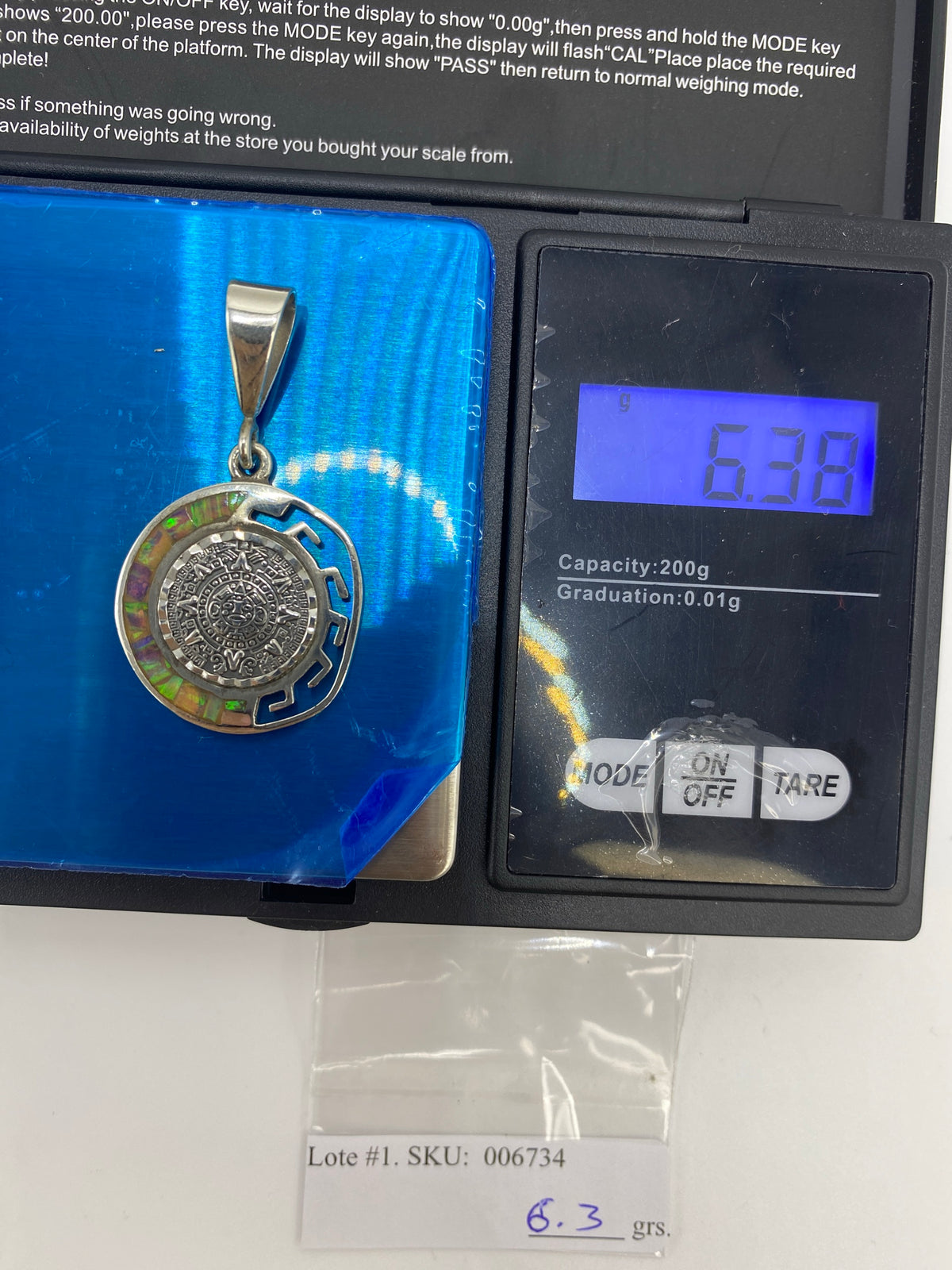 Dije Calendario Azteca Plata 950 con Ópalo de Fuego — foto 6