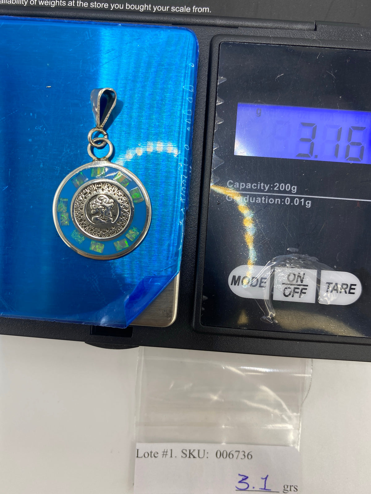 Dije Plata Prehispánico Ópalo de Fuego — Taxco 925 — foto 6