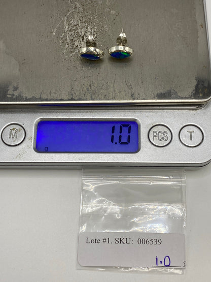 Aretes de Plata con Ópalo de Fuego Azul — Taxco 925 — foto 6