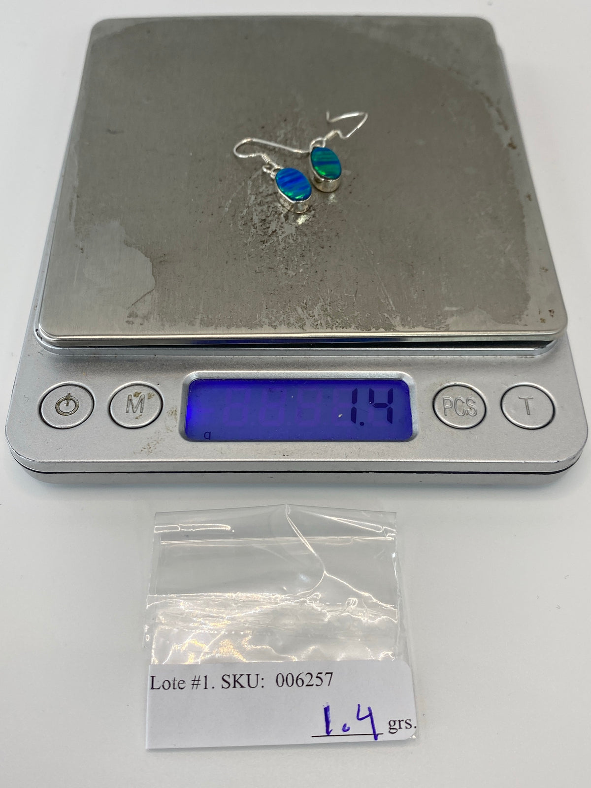 Aretes Plata Ópal de Fuego Azul — Taxco 950 — foto 6