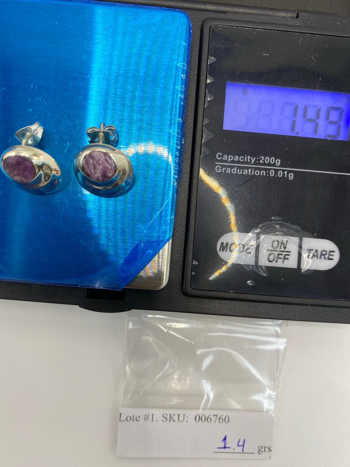 Aretes de Plata con Piedra Morada — Taxco 925 — foto 6