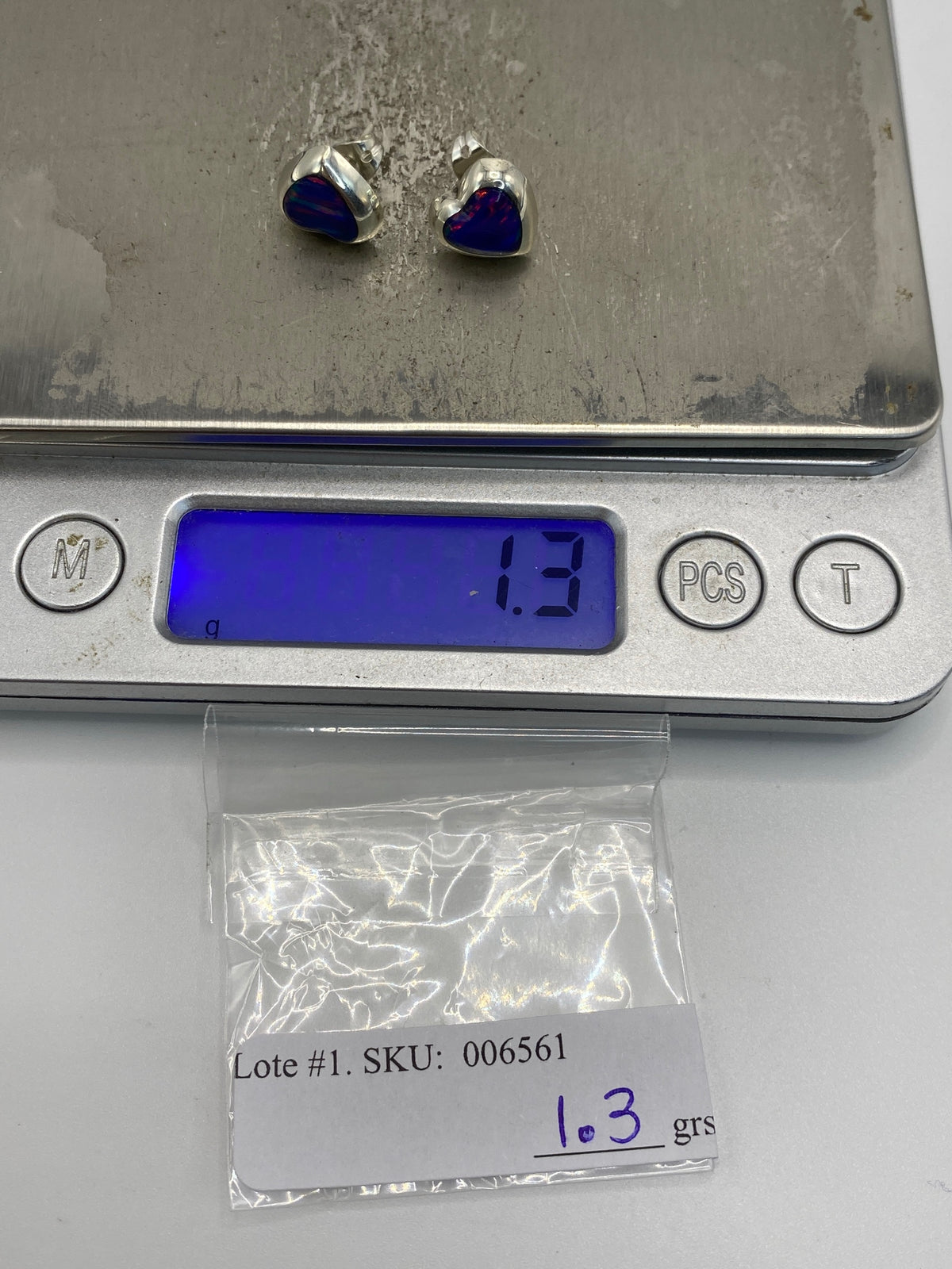 Aretes Corazón Plata con Ópalo de Fuego Morada — Taxco 925 — foto 6