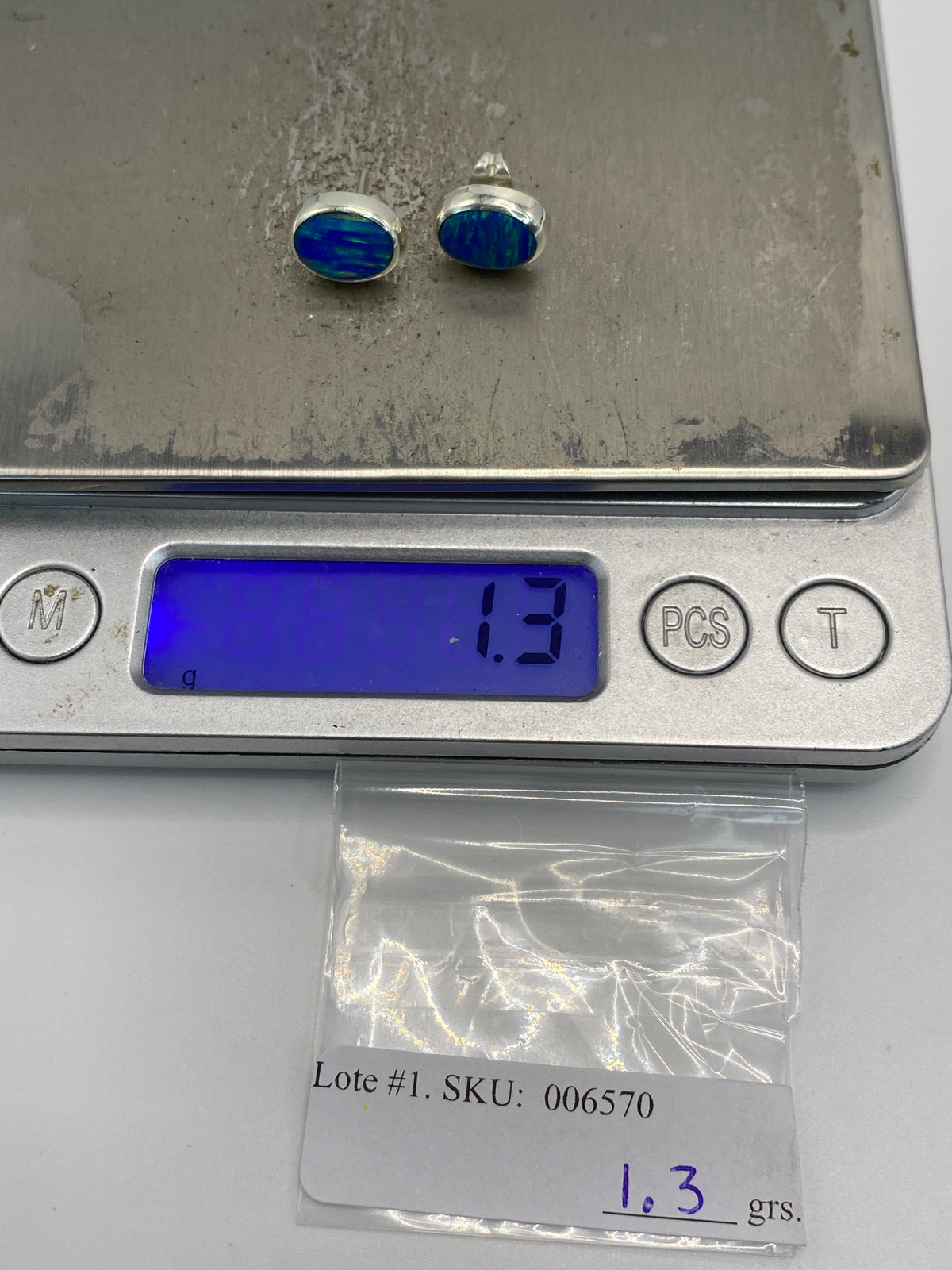 Aretes Plata con Ópalo de Fuego Azul — Taxco 925 — foto 6