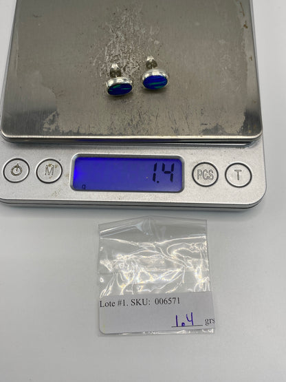 Aretes Plata Ópalo de Fuego Azul — Taxco 925 — foto 6