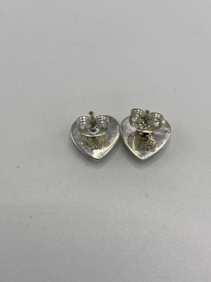Aretes Corazón Plata con Ópalo de Fuego — Taxco 925 — foto 5