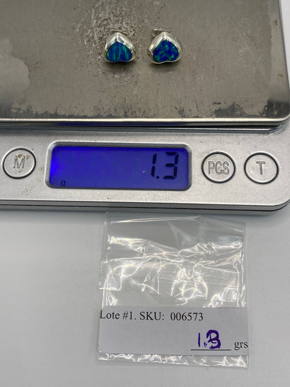 Aretes de Plata con Ópalo de Fuego Azul Cielo — foto 6