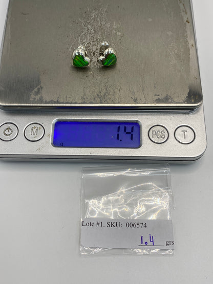 Aretes Plata Ópalo de Fuego Verde — Taxco 925 — foto 6