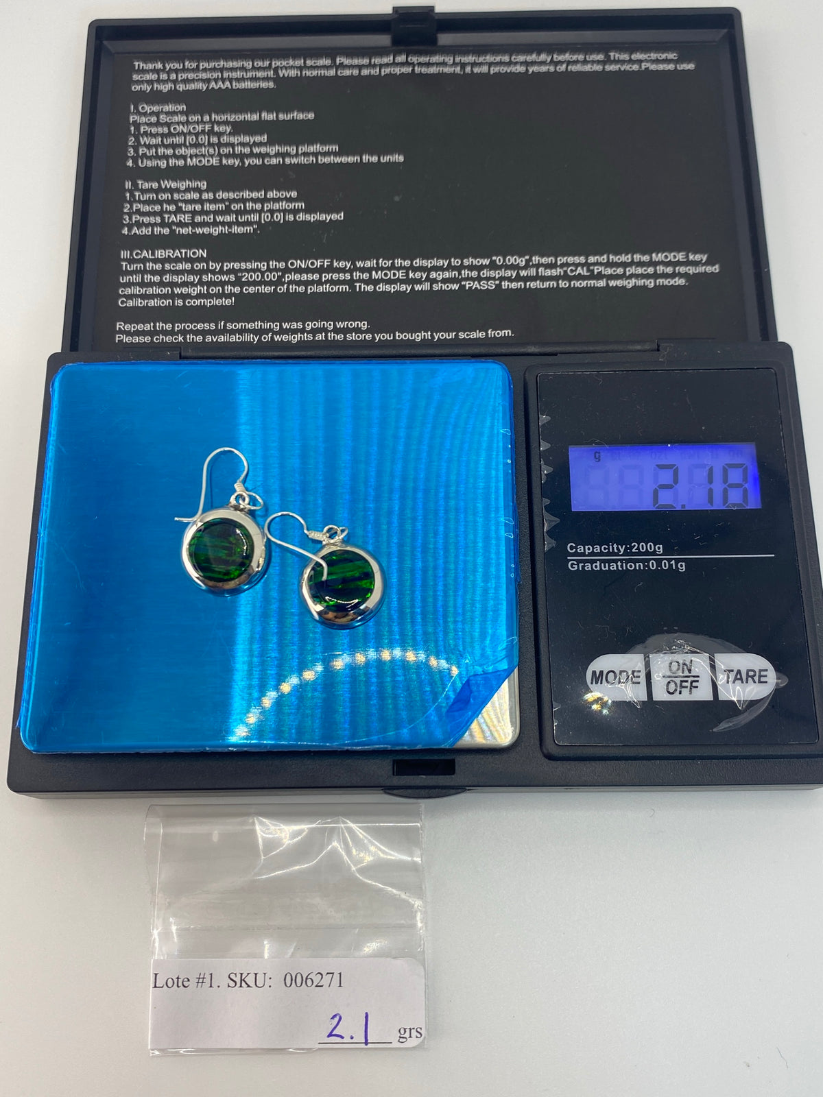 Aretes Plata Ópalo de Fuego Verde — Taxco 925 — foto 6