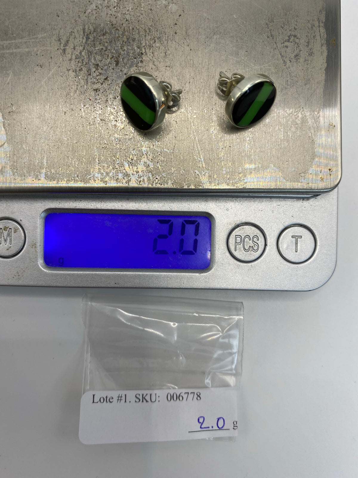 Aretes Plata 925 Piedra Verde Olivo — Taxco — foto 6