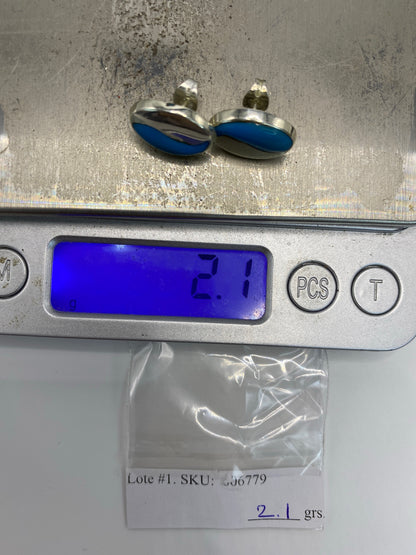 Aretes Plata 925 con Piedra Azul — Taxco — foto 6