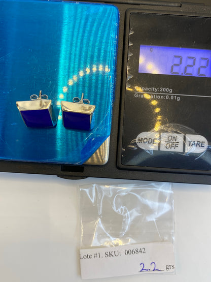 Aretes de Plata Cuadrados con Piedra Azul — Taxco 925 — foto 6
