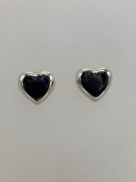 Par de aretes de plata 925 con ópalo de fuego morado engastado